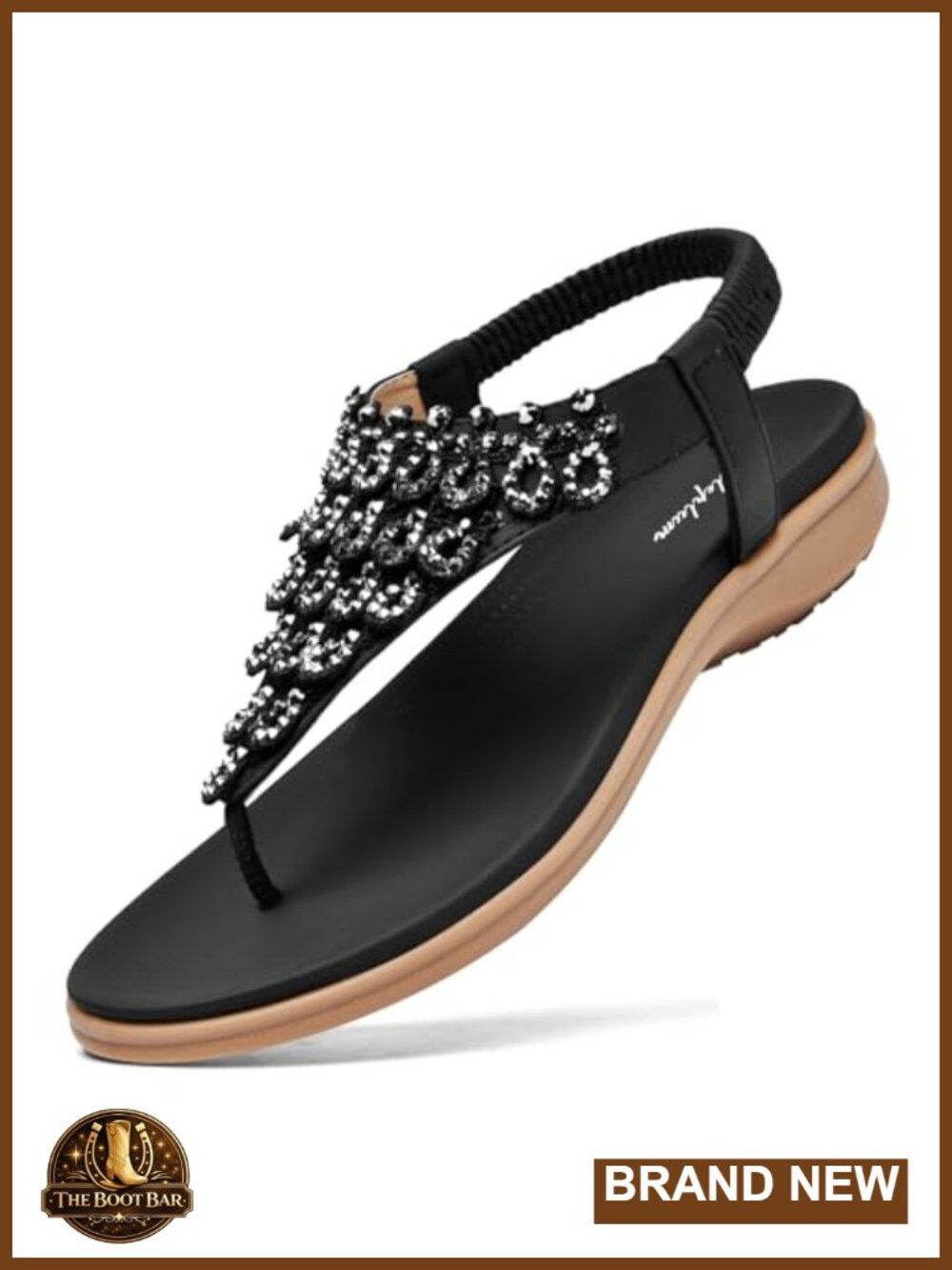 Womens Arch Support Slingback Rhinestone Sandals Elastic Ankle Strap Flats